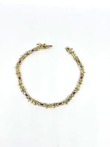 14k Oval Cut Garnet Diamond Bracelet - Photo 3
