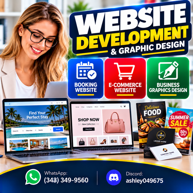 BOOKING WEBSITE, E-COMMERCE WEBSITE, BUSINESS GRAPHICS DESIGN
