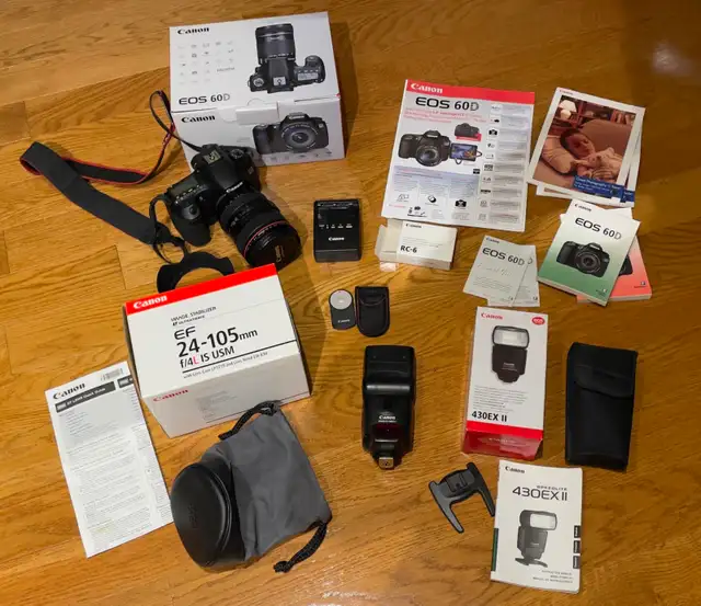 Canon 60D DSLR Camera, EF 24-105 Lens, 430EXII Flash