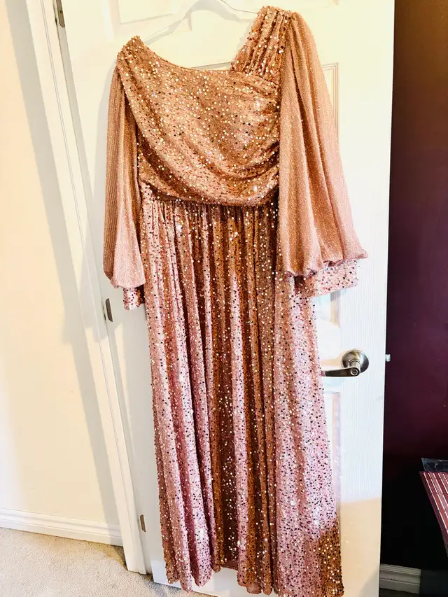 Oblique collar glittering lantern sleeve waist ruched