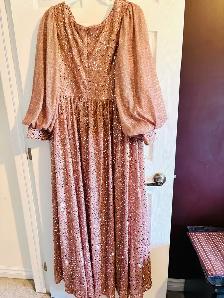 Oblique collar glittering lantern sleeve waist ruched - Photo 2