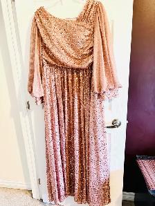 Oblique collar glittering lantern sleeve waist ruched - Photo 3