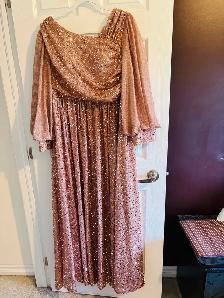 Oblique collar glittering lantern sleeve waist ruched - Photo 4