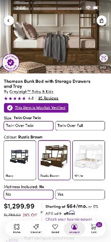 twin over twin bunk bed with mattresses - Photo 4