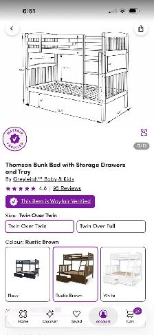 twin over twin bunk bed with mattresses - Photo 5