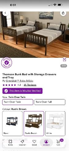 twin over twin bunk bed with mattresses - Photo 6