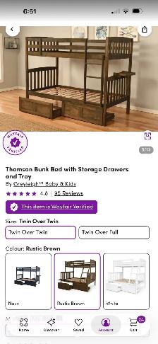 twin over twin bunk bed with mattresses - Photo 7