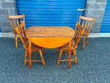 Solid Wood Drop Leaf Table Set - Photo 2