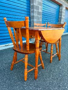 Solid Wood Drop Leaf Table Set - Photo 3