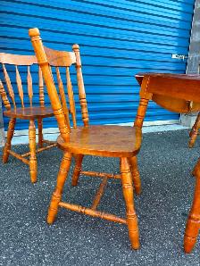 Solid Wood Drop Leaf Table Set - Photo 4