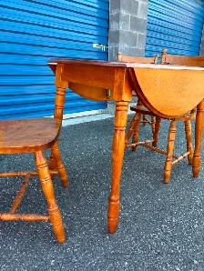 Solid Wood Drop Leaf Table Set - Photo 5