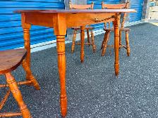 Solid Wood Drop Leaf Table Set - Photo 9