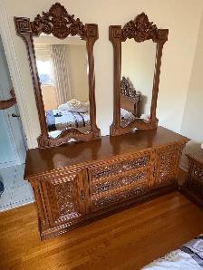 Free delivery used Ornate Wooden Dresser with Dual Mirrors - Photo 4