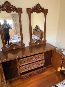 Free delivery used Ornate Wooden Dresser with Dual Mirrors - Photo 7
