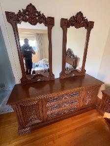 Free delivery used Ornate Wooden Dresser with Dual Mirrors - Photo 8