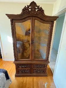 Free delivery used Vintage Ornate Wooden Armoire with Mirror - Photo 9