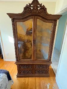 Free delivery used Vintage Ornate Wooden Armoire with Mirror - Photo 10