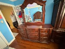 Free delivery used Traditional Wood Dresser with Mirror - Photo 3