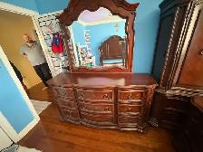 Free delivery used Traditional Wood Dresser with Mirror - Photo 4