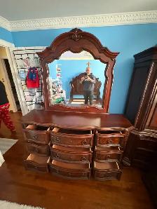 Free delivery used Traditional Wood Dresser with Mirror - Photo 6