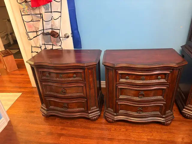 Free delivery used Two Traditional Dark Wood Nightstands