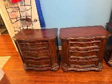 Free delivery used Two Traditional Dark Wood Nightstands - Photo 2
