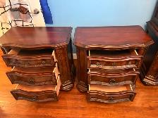 Free delivery used Two Traditional Dark Wood Nightstands - Photo 3
