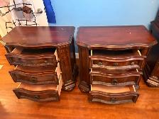 Free delivery used Two Traditional Dark Wood Nightstands - Photo 4