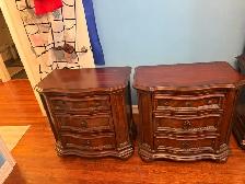 Free delivery used Two Traditional Dark Wood Nightstands - Photo 5