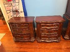 Free delivery used Two Traditional Dark Wood Nightstands - Photo 6