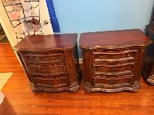 Free delivery used Two Traditional Dark Wood Nightstands - Photo 7