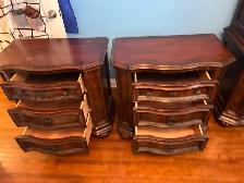 Free delivery used Two Traditional Dark Wood Nightstands - Photo 8