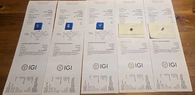 5 IGI-Certified Lab-Grown Diamonds | 1.02–1.31 Carats