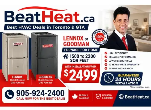 Carrier Lennox Goodman Furnace and Air Conditioner on SALE $2499