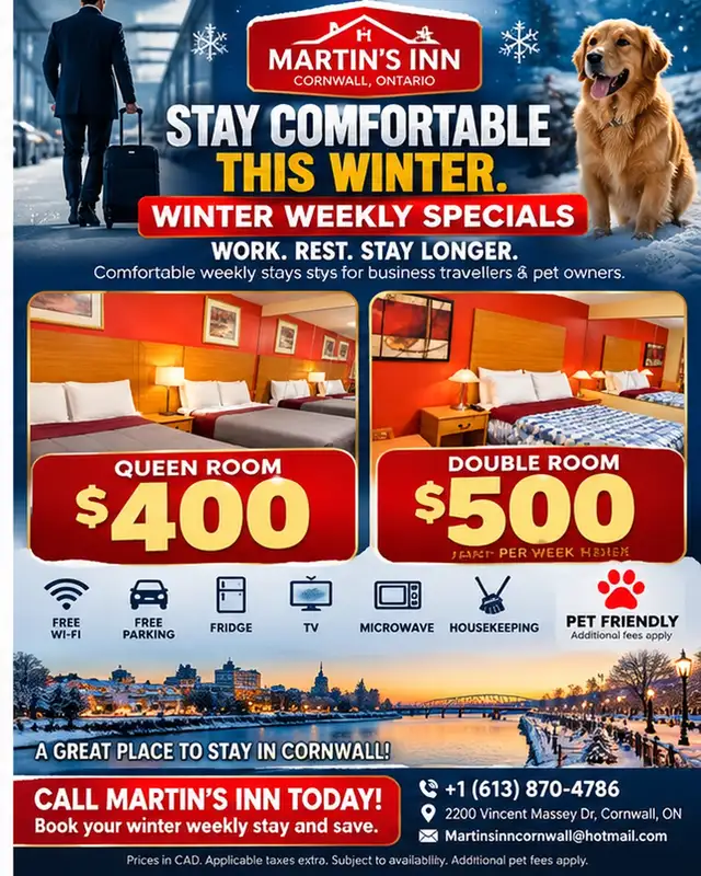 Winter Weekly Rooms in Cornwall | $400–$500/week | Martin’s Inn