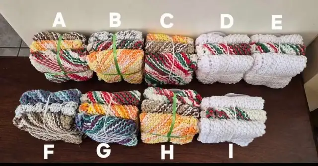 Knitted Dishcloths. 100% Cotton. Set of 3.