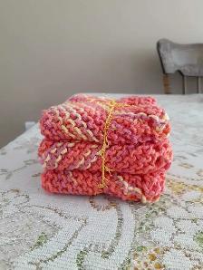 Knitted Dishcloths. 100% Cotton. Set of 3. - Photo 5