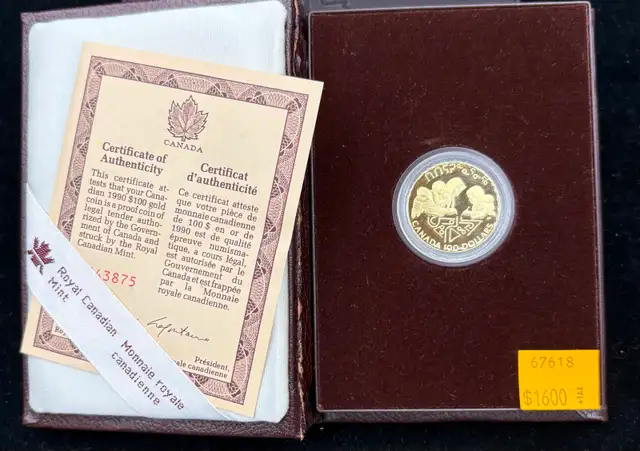 1990 Commemorative Canadian Gold Proof Coin - Year of Literacy