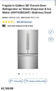 36''French Door Refrigerator/Water Dispenser& Ice Maker