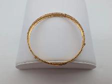 (B8237) Yellow Gold 18K Bangle Bracelet 7.90 grams 8 Inch Rop... - Photo 2