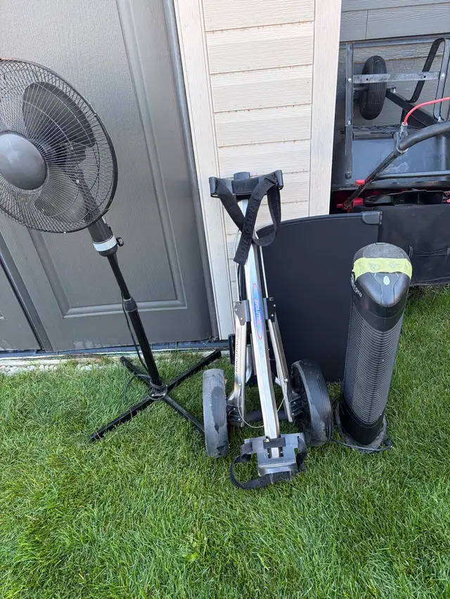 indoor fan.   Golf pull cart.    ionic pro air filter uni