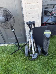 indoor fan.   Golf pull cart.    ionic pro air filter uni
