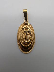 (B7719) 18K Yellow Gold Oval Religious Medal Pendant 0.70 Grams - Photo 2