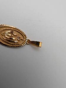 (B7719) 18K Yellow Gold Oval Religious Medal Pendant 0.70 Grams - Photo 4