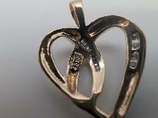 (B7575) 10K Yellow Gold Diamond Heart Pendant 1.80 grams Roun... - Photo 8