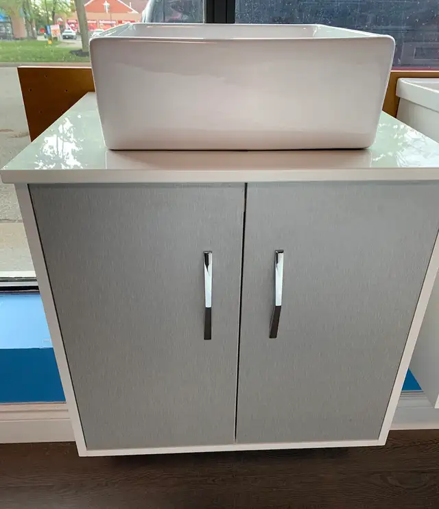 24' Wall Hung Modern Vanity with stone top - CLEARANCE !