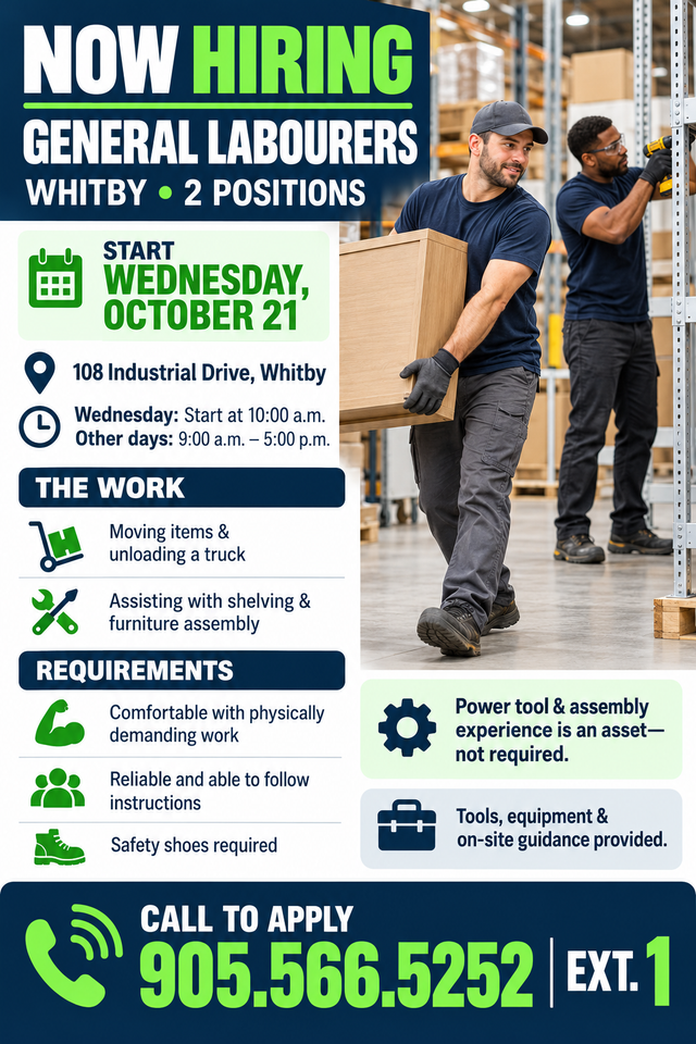 Hiring General Labor - Start Tomorrow
