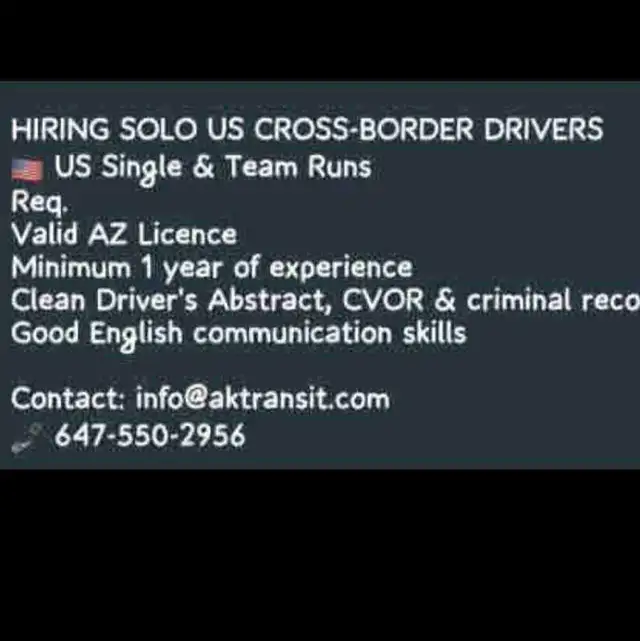 HIRING US SOLO DRIVERS