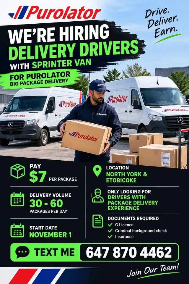 Hiring Experienced Package Delivery Drivers