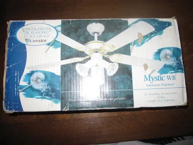 BRAND NEW CANARM 42'WHITE CEILING FAN WITH LIGHTING 5 BLADES